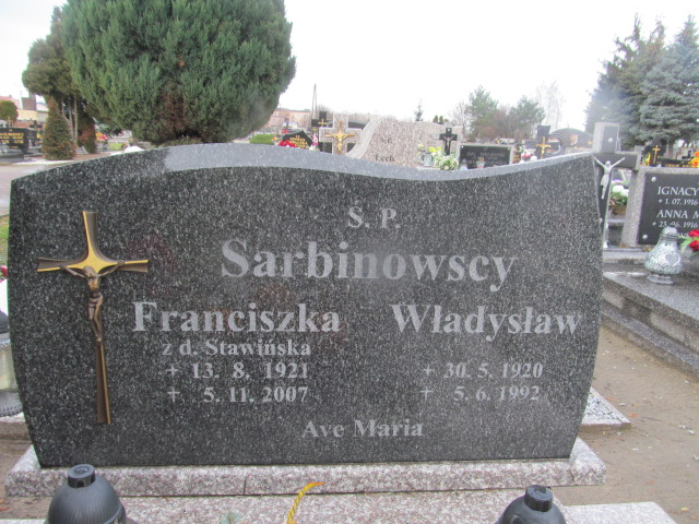 Franciszka SARBINOWSKA  1921 Miłosław - Grobonet - Wyszukiwarka osób pochowanych